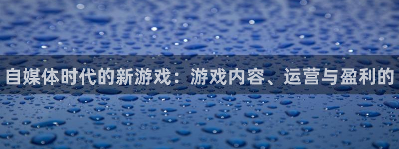 鼎点娱乐网址注册：自媒体时代的新游戏：游戏内容、运营与盈利的